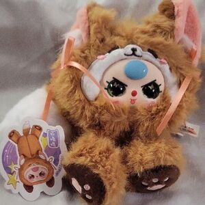 Baby Three Cute Brown Fox Plush Cosmetic/Pencil bag